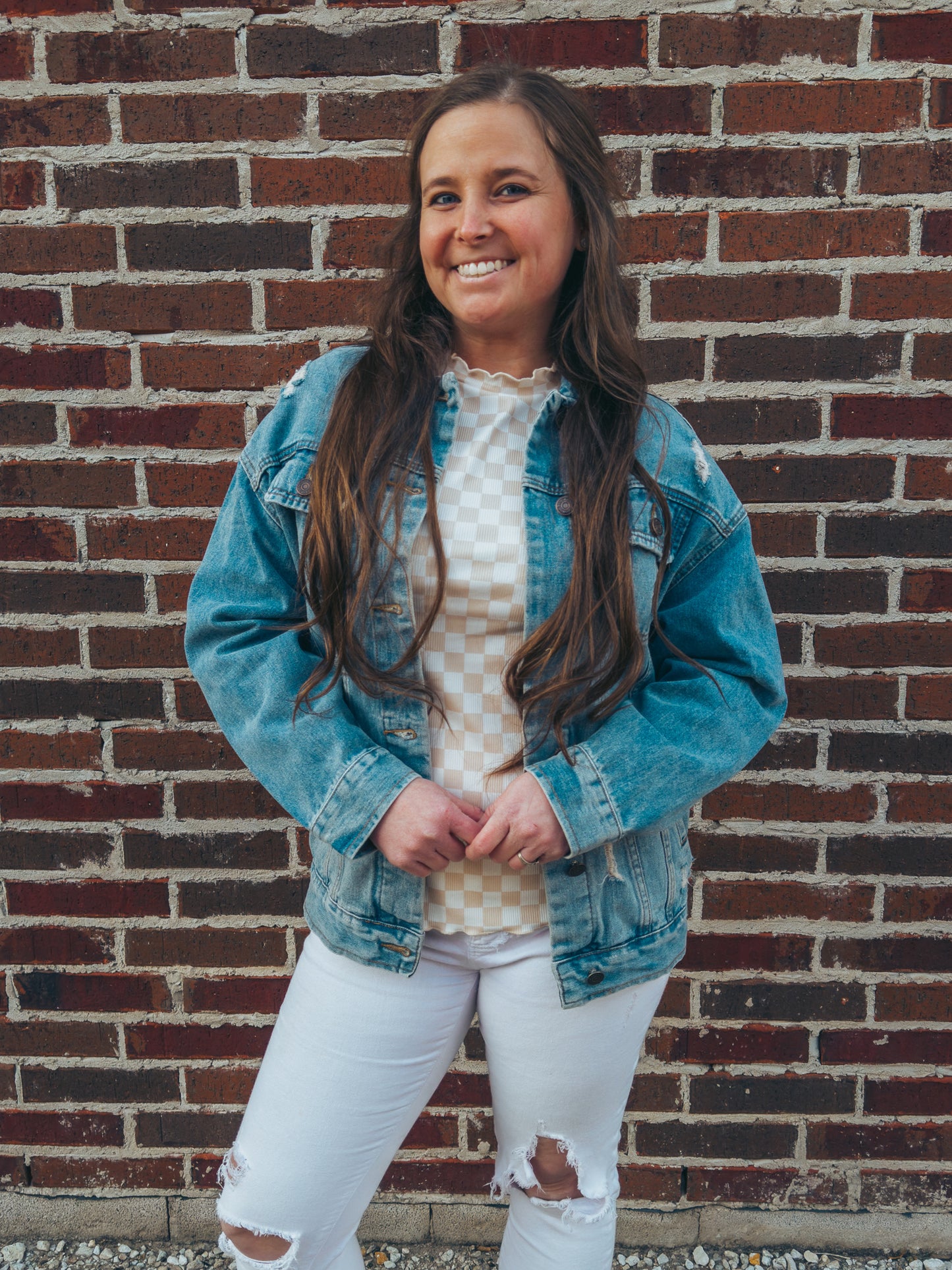 Neutral Checkered Top