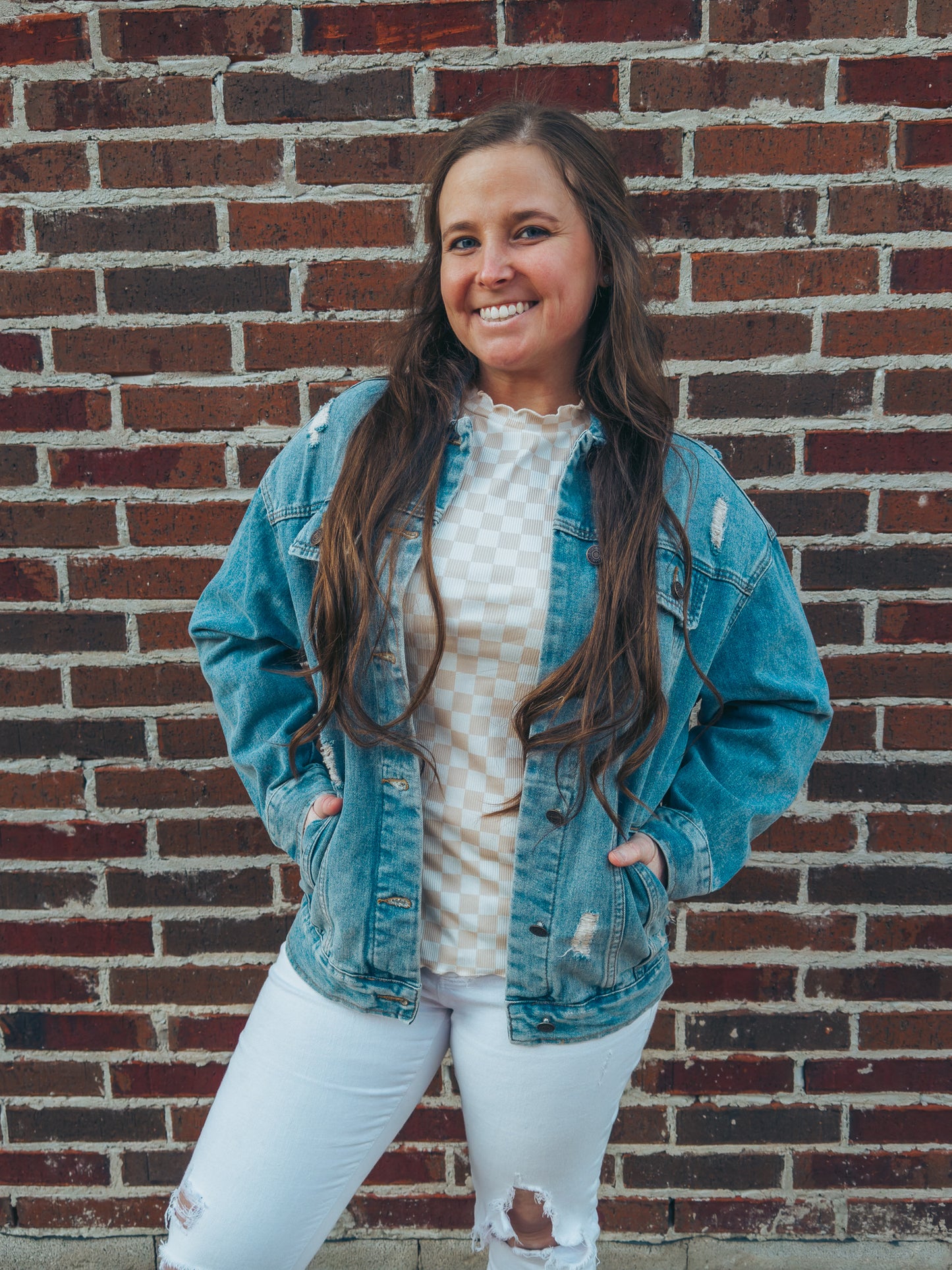 Neutral Checkered Top